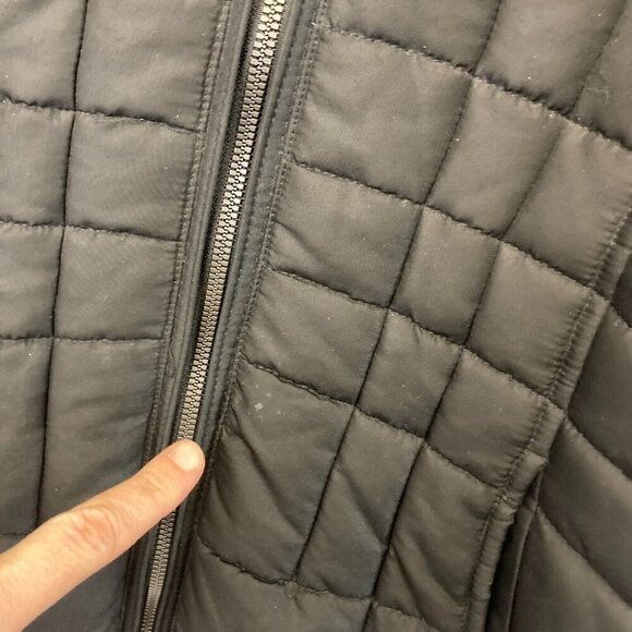 Susan Graver Black Quilted Puffer Coat Womens Small S Removable Faux Fur Hood - Picture 9 of 16